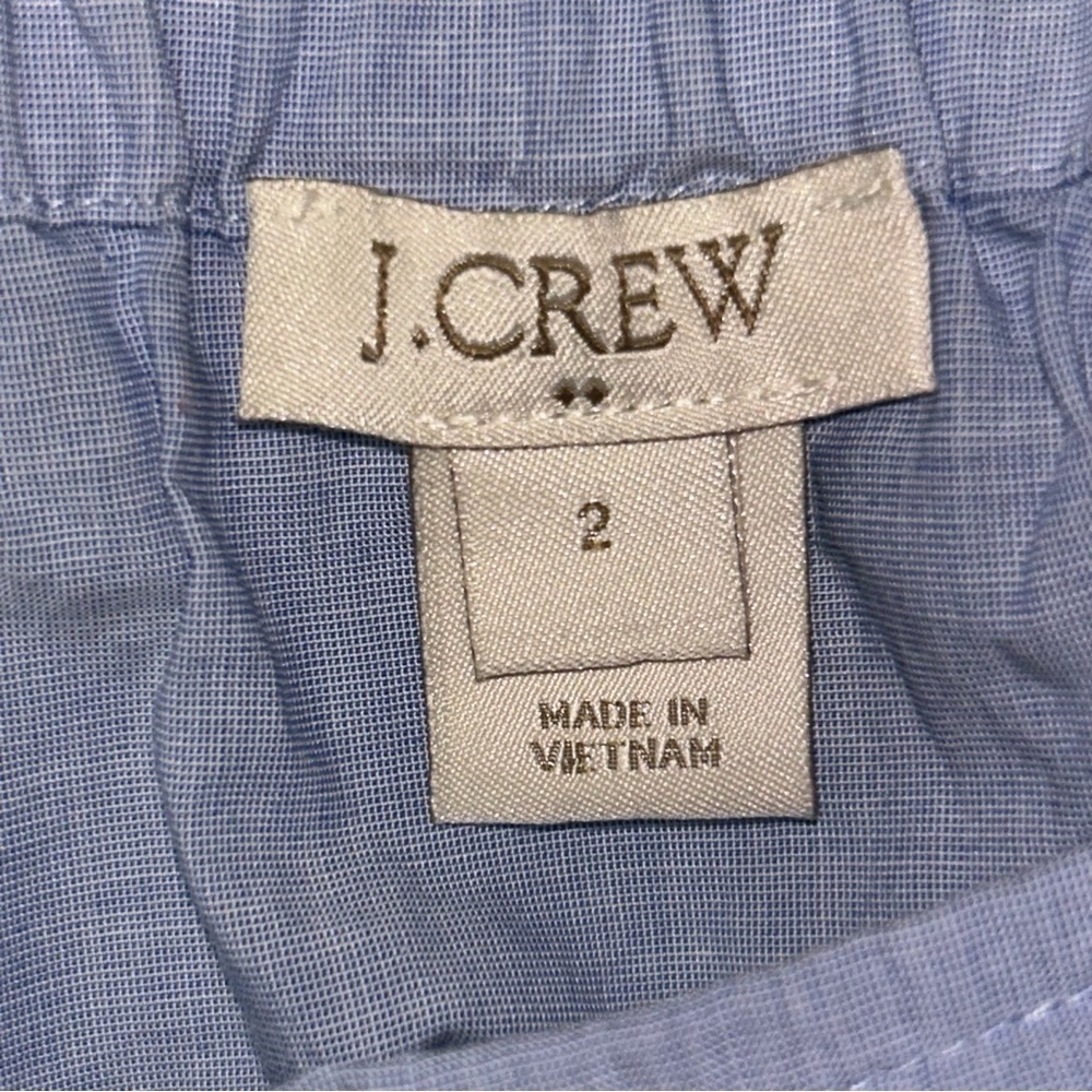 J. Crew Light Blue tank Top with ruffle Black Trim - Picture 3 of 3
